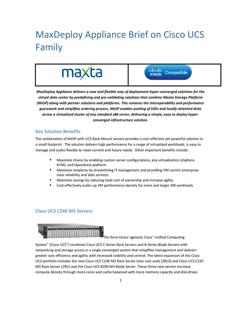 MaxDeploy 超融合解决方案在 Cisco UCS C240 M3 服务器上的应用