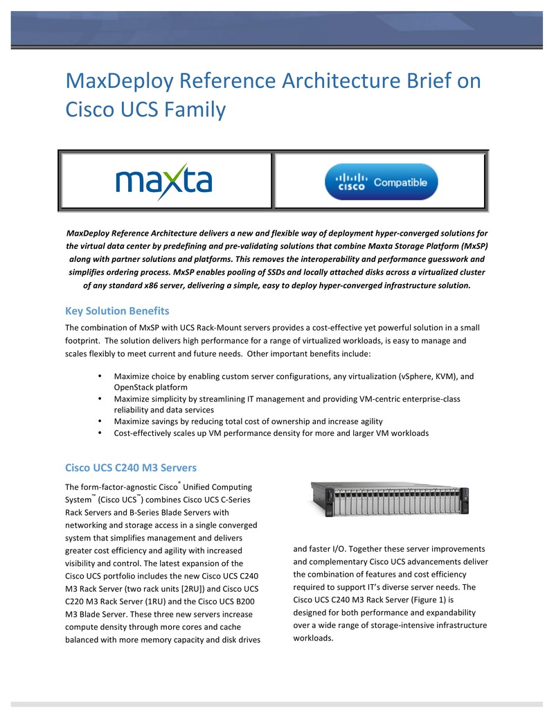 MaxDeploy Reference Architecture on Cisco UCS Family