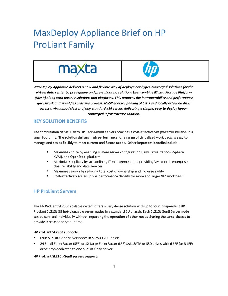 MaxDeploy Hyper-Converged Appliance on HP ProLiant Servers