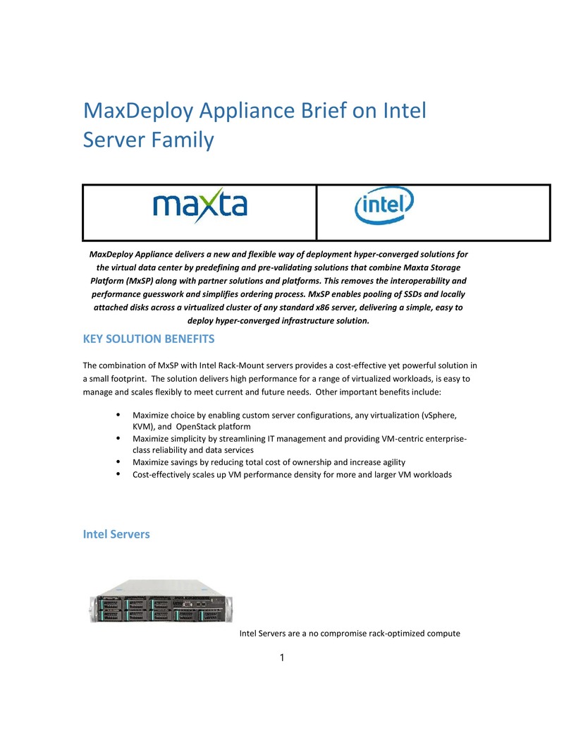 MaxDeploy Hyper-Converged Infrastructure Solution on Intel Server Platform