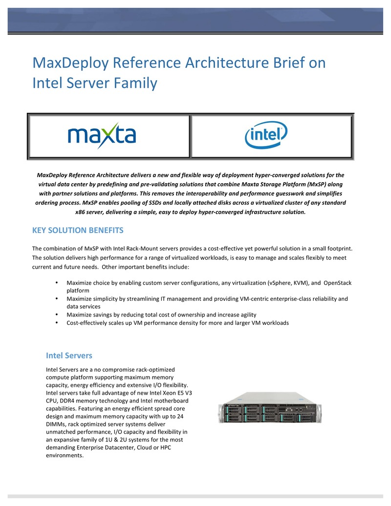 MaxDeploy Reference Architecture on Intel Server Family