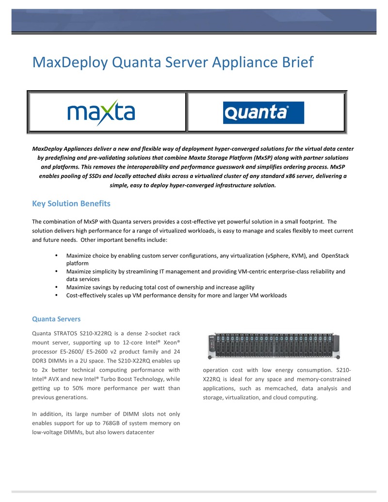MaxDeploy ハイパーコンバージドインフラストラクチャとQuantaサーバーアプライアンス