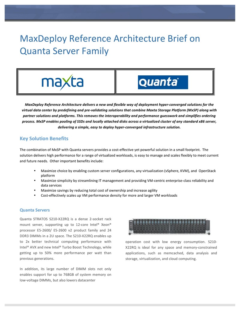 Quanta サーバーファミリー向け MaxDeploy リファレンスアーキテクチャ