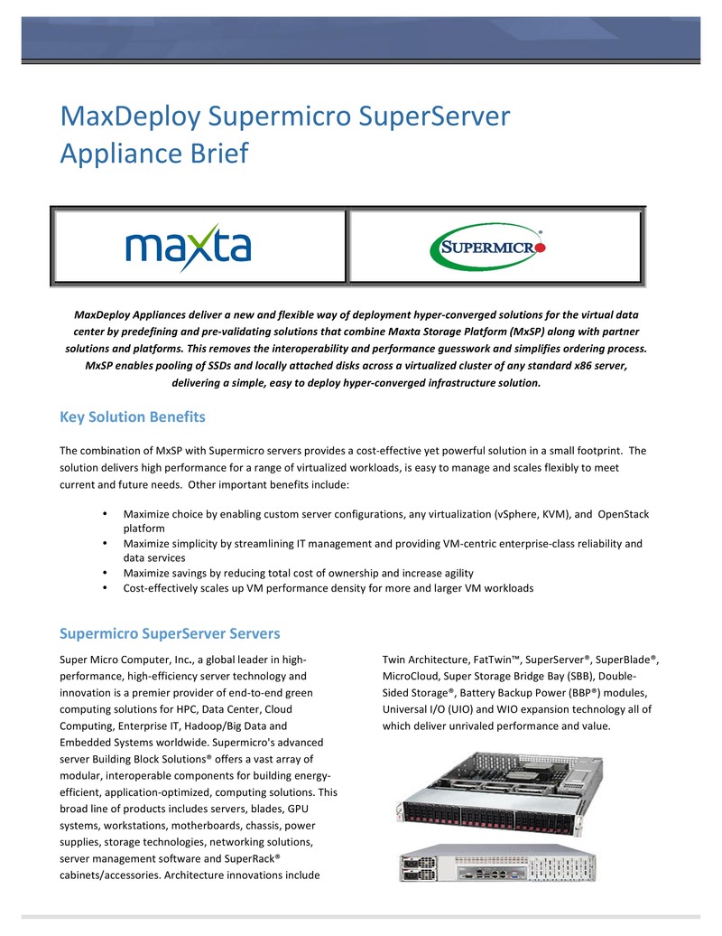 MaxDeploy Supermicro SuperServer Hyper-Converged Infrastructure Solution