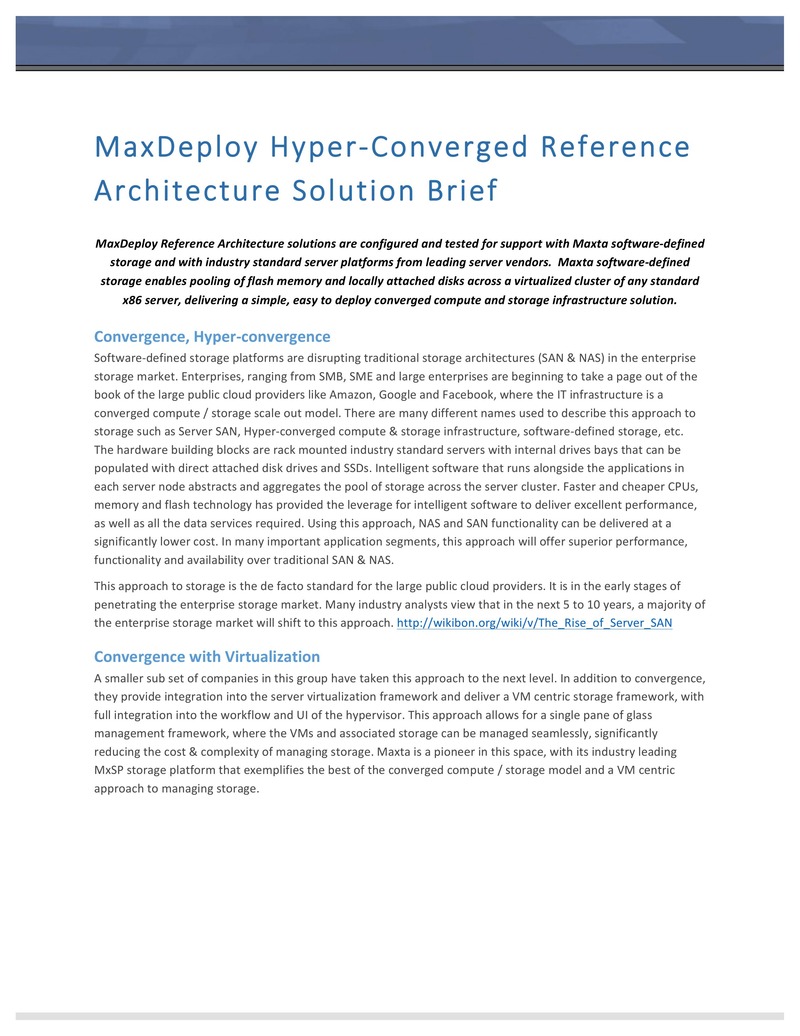 MaxDeploy Hyper-Converged Reference Architecture Overview