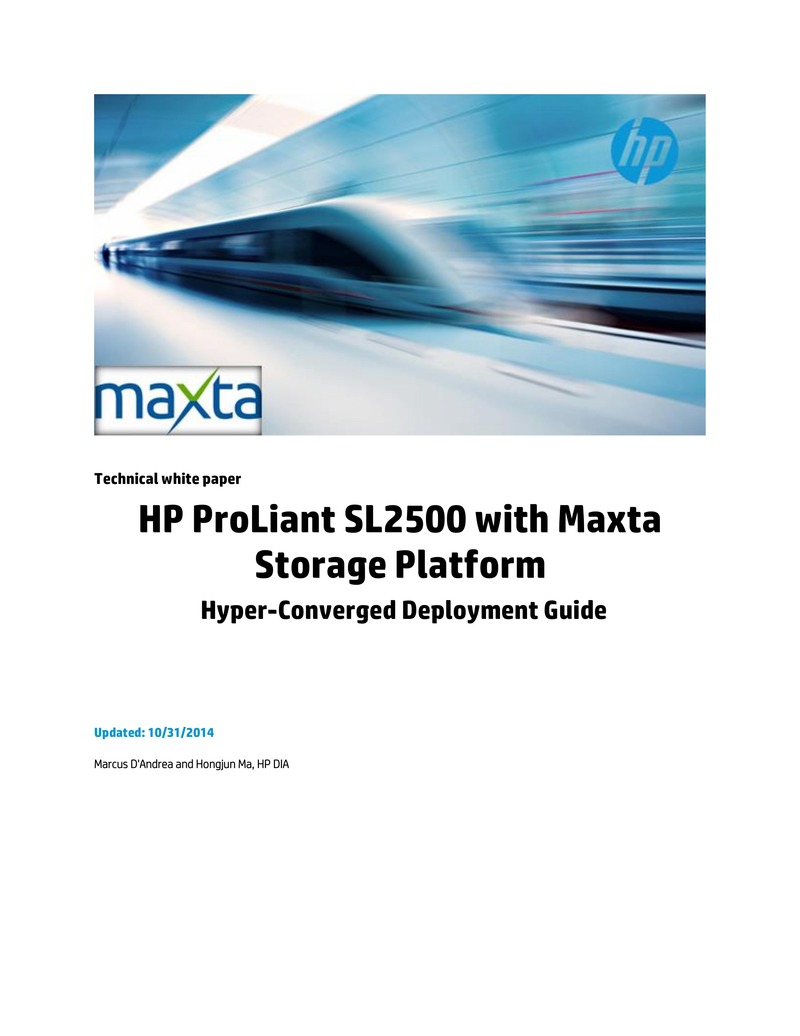 HP ProLiant SL2500 with Maxta Storage Platform Hyper-Converged Deployment Guide