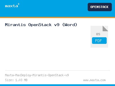 Maxta MaxDeploy for Mirantis OpenStack v9