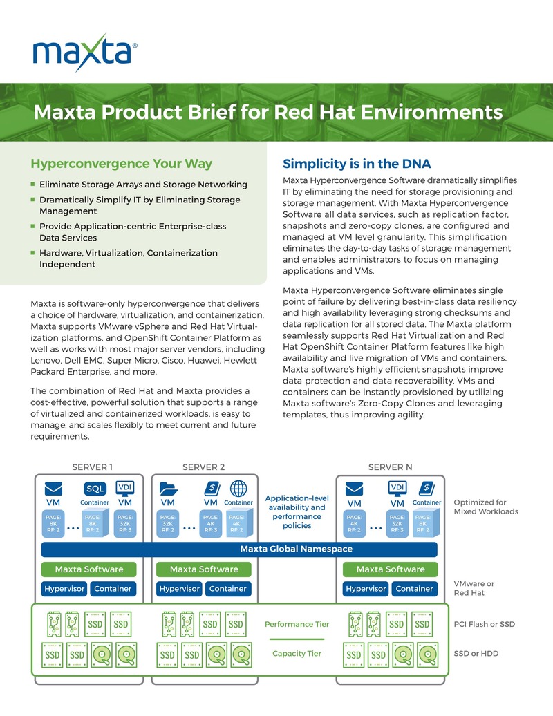 Maxta Hyperconvergence Software for Red Hat Environments