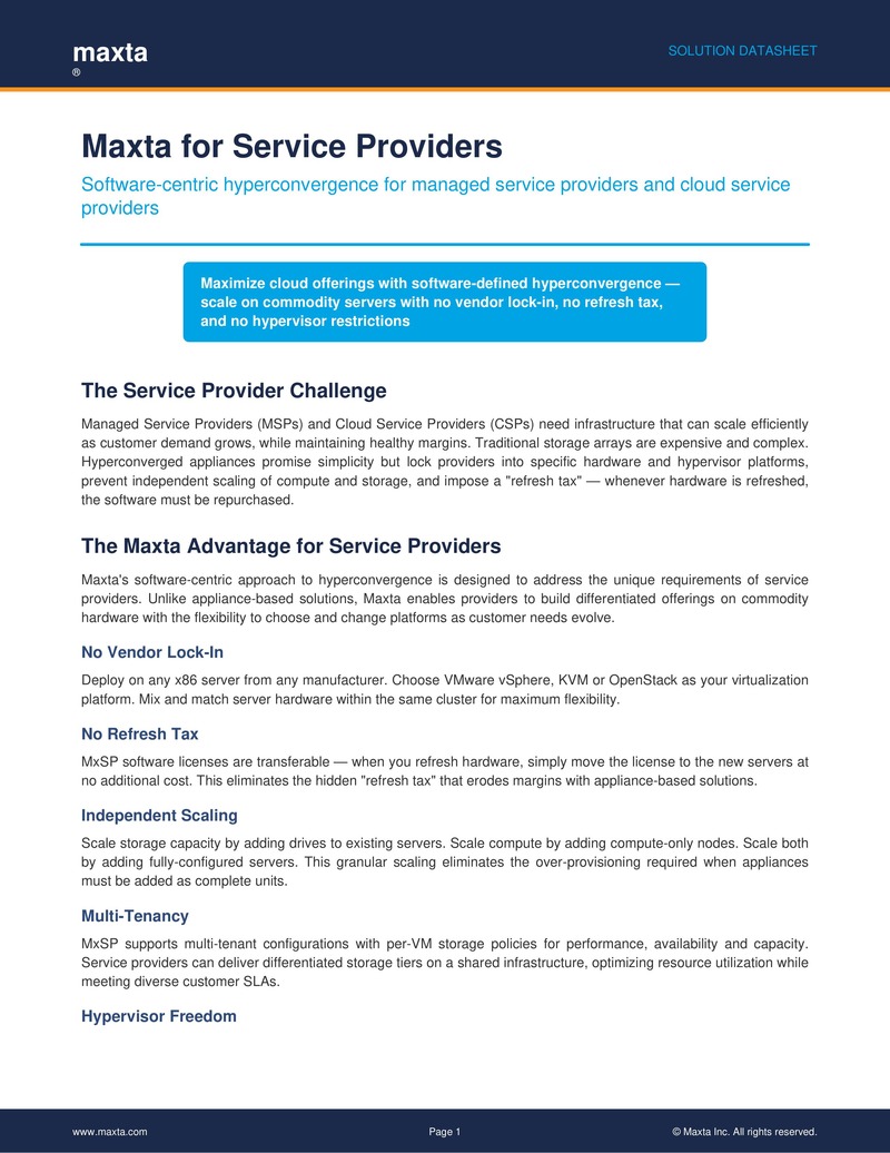 サービスプロバイダー向けMaxtaハイパーコンバージドインフラストラクチャソリューション
