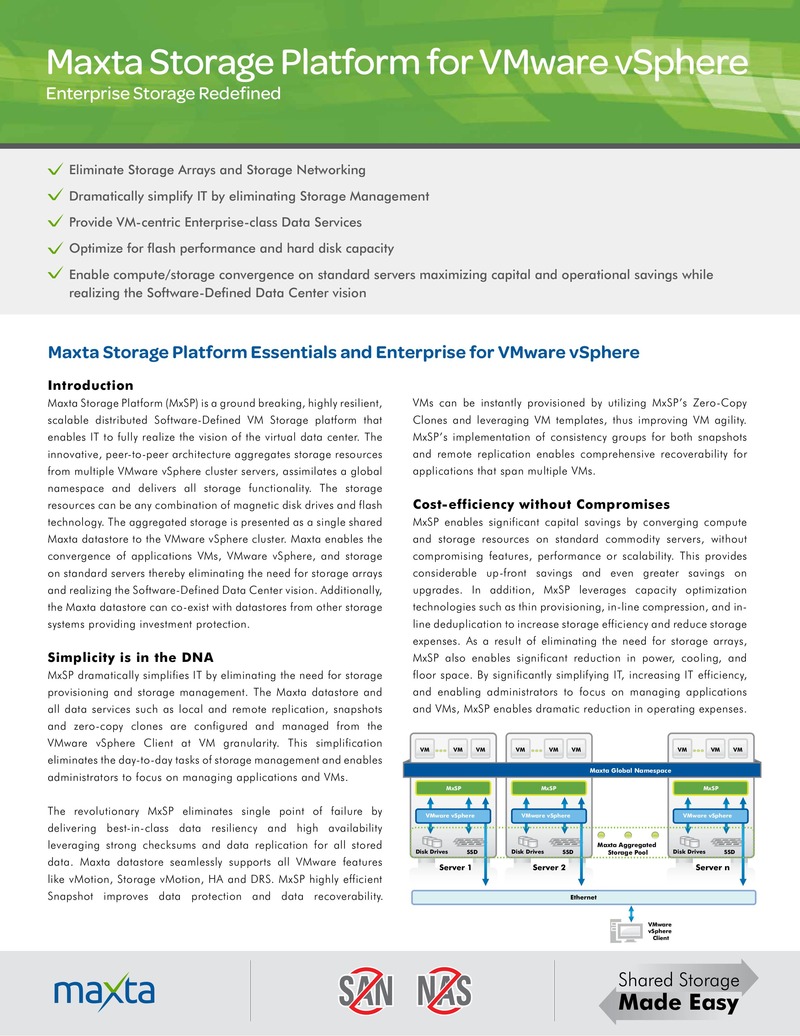 Maxta Storage Platform: Enterprise Software-Defined Storage for VMware vSphere