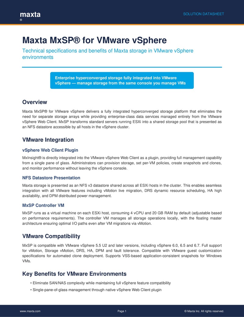Maxta MxSP for VMware vSphere - Enterprise Hyperconverged Storage Solution