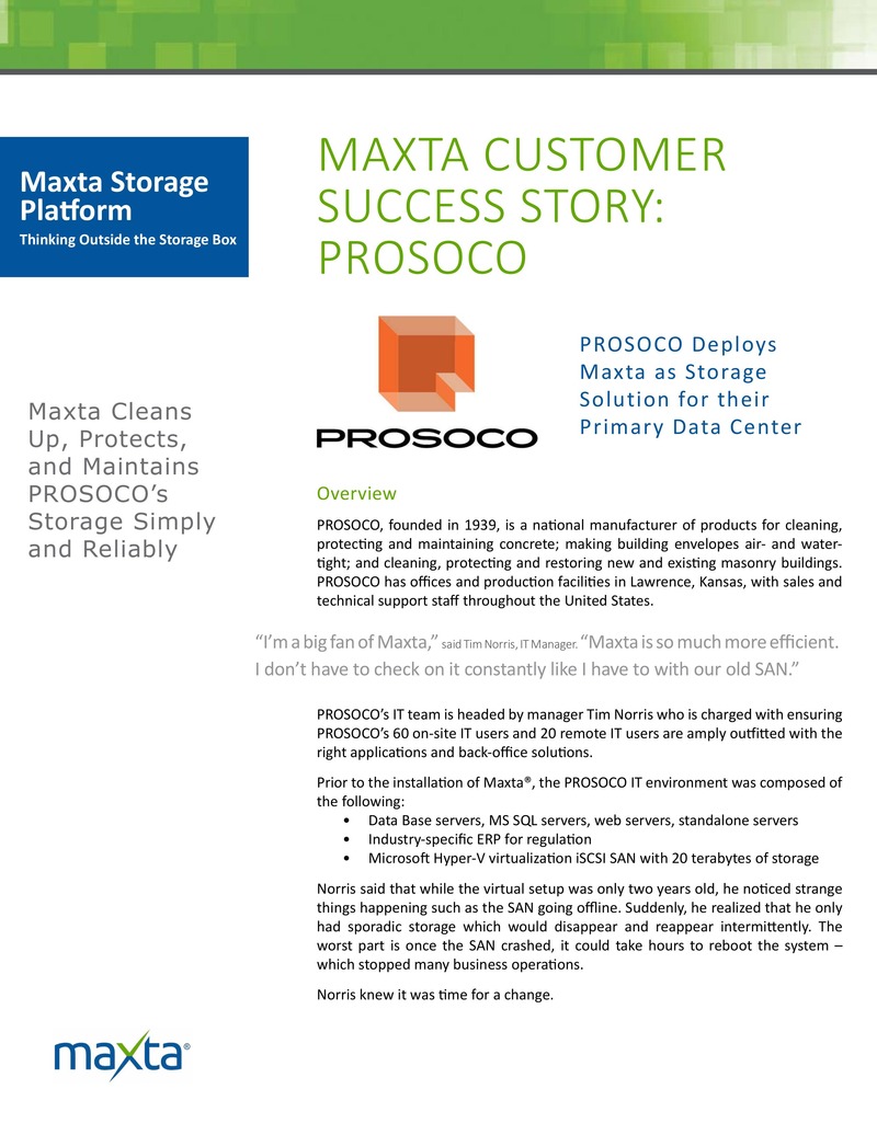 PROSOCOがMaxtaハイパーコンバージドストレージソリューションでデータセンターを変革