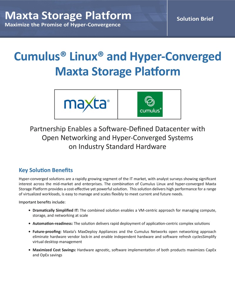 Cumulus Linux 與 Maxta 超融合儲存平台合作方案