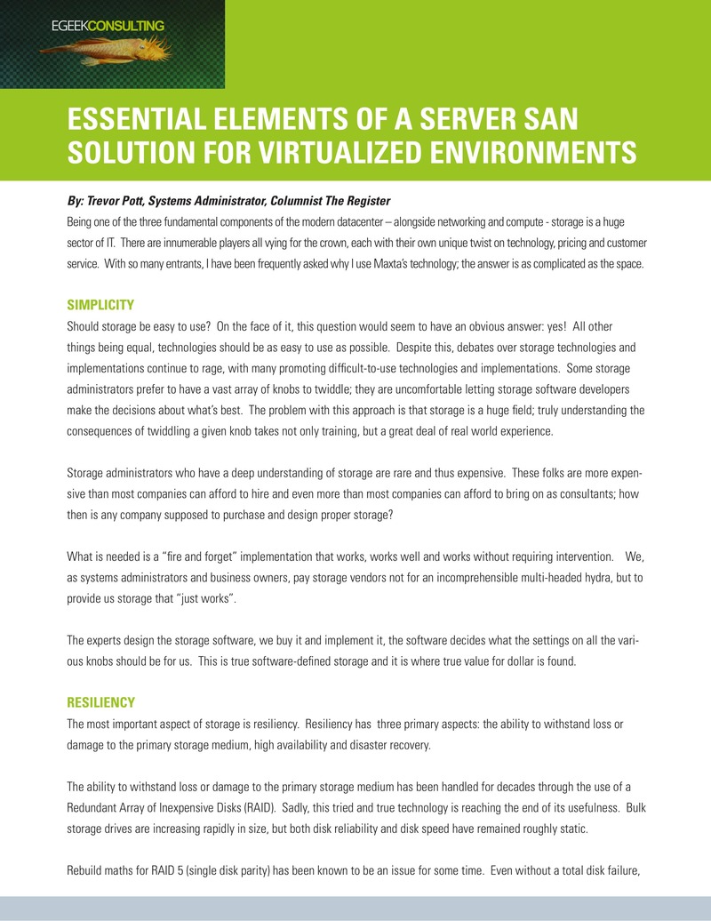 Essential Elements of a Server SAN Solution for Virtualized Environments
