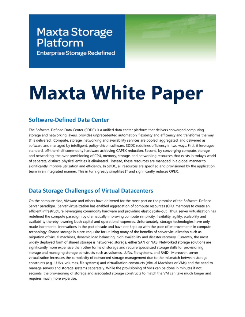 ソフトウェア定義データセンター：MaxtaのVMストレージプラットフォームによるITインフラの変革
